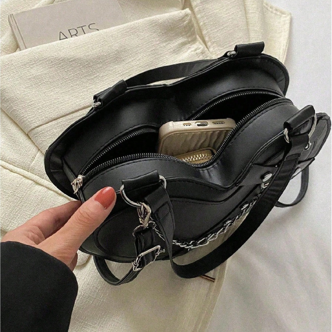 women gothic y2k punk shaped shoulder bag rivet