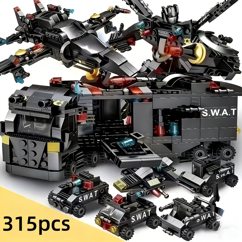 315pcs vehicle building blocks swat robot car