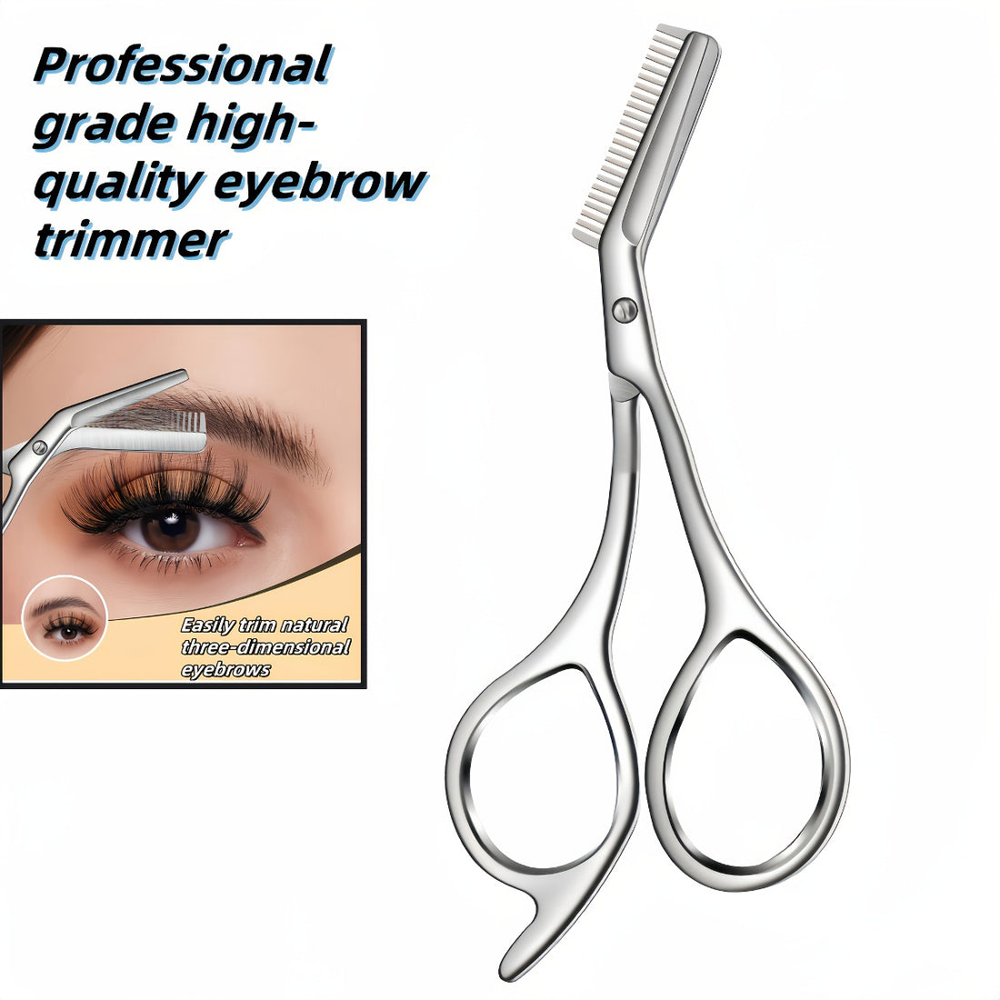 stainless steel eyebrow scissors built in brow