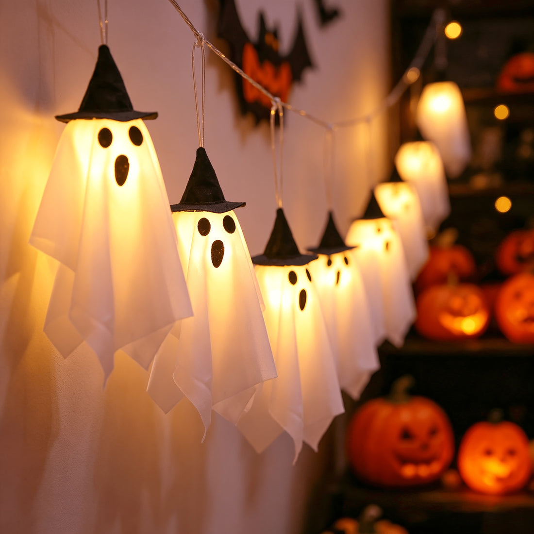 2026 new style 1 set 8 hanging halloween lights hat