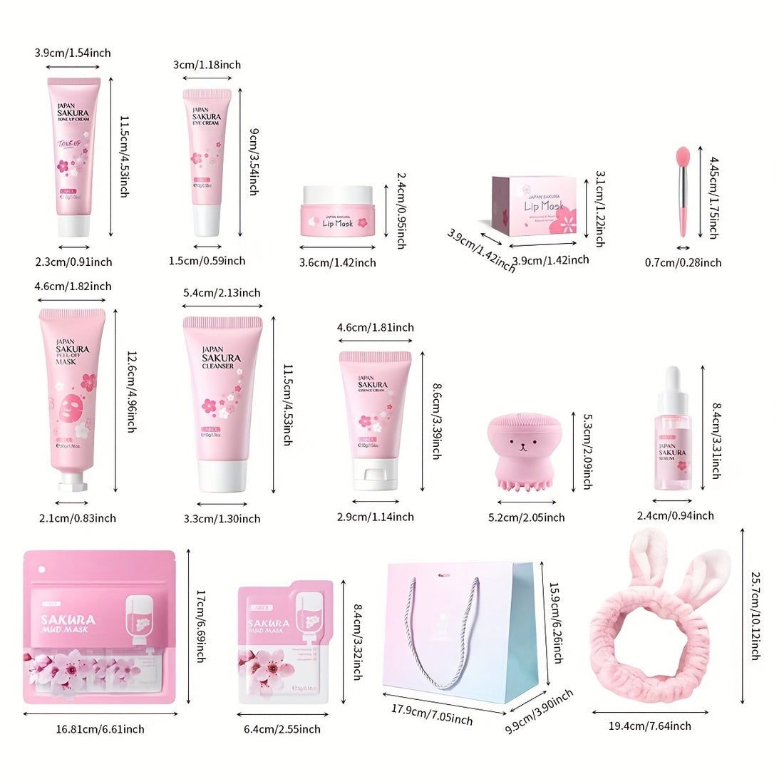 10pcs sakura skin care kit skin types day gentle
