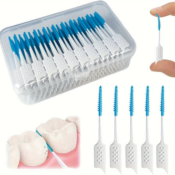100 packs stylish mini floss brush mint floss stick