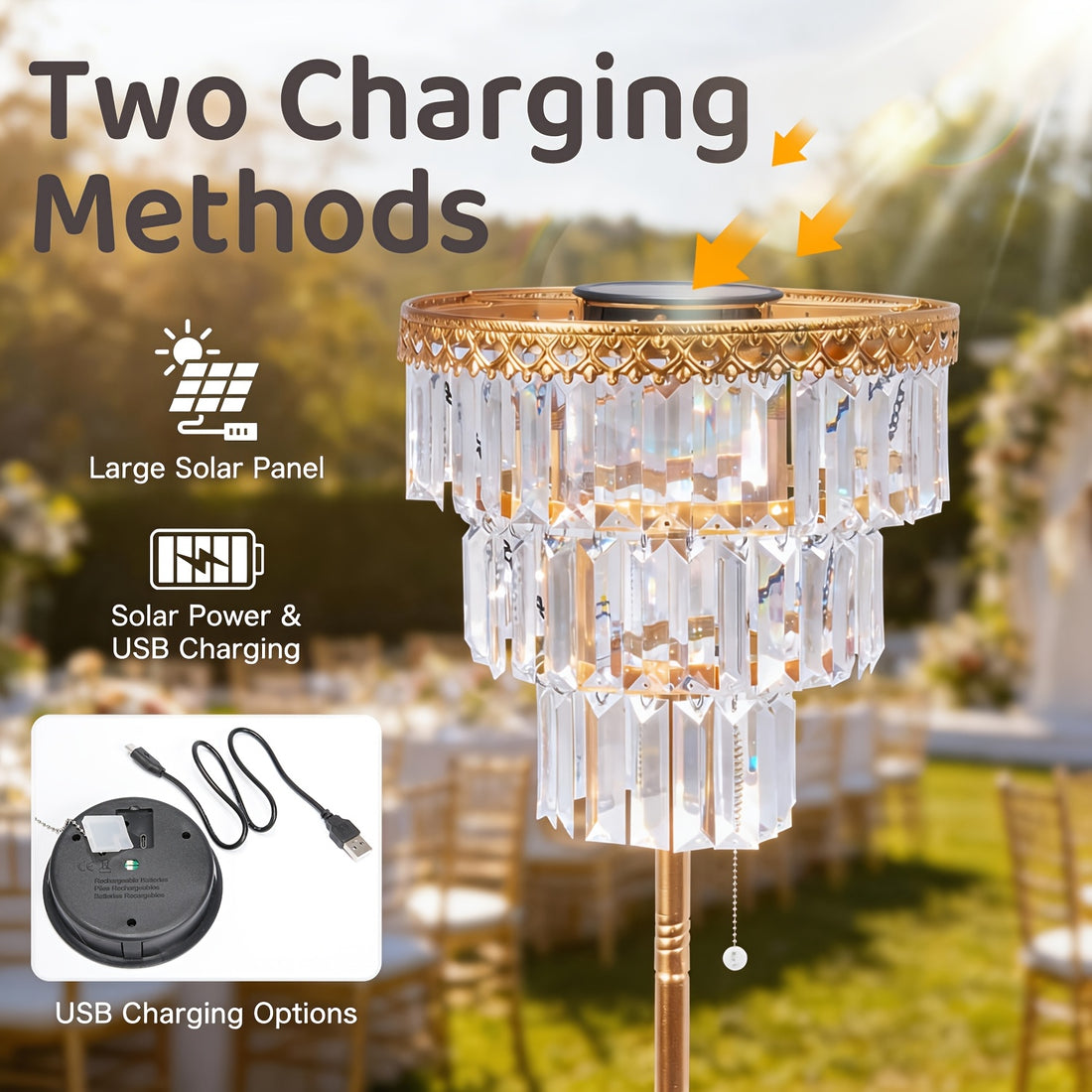 solar outdoor floor lamp 4ft crystal waterproof