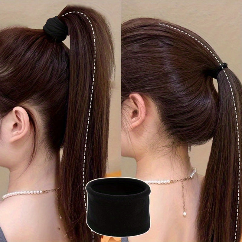12pcs high elastic seamless black basic hair tie