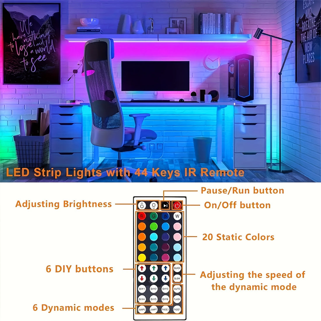 100 lights bedroom color changing led strip
