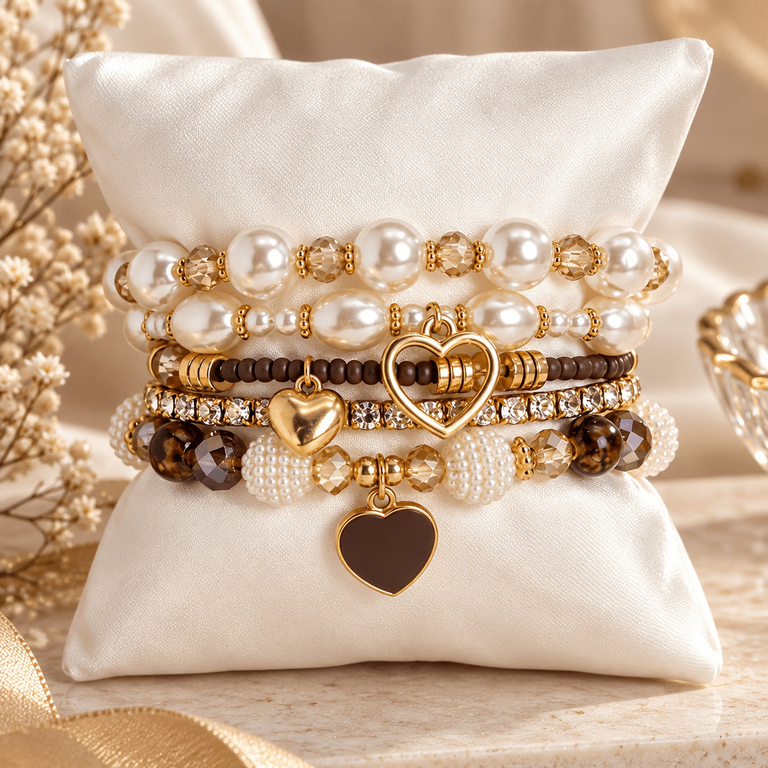 5pcs bracelet pearl handmade beading bohemian fashion