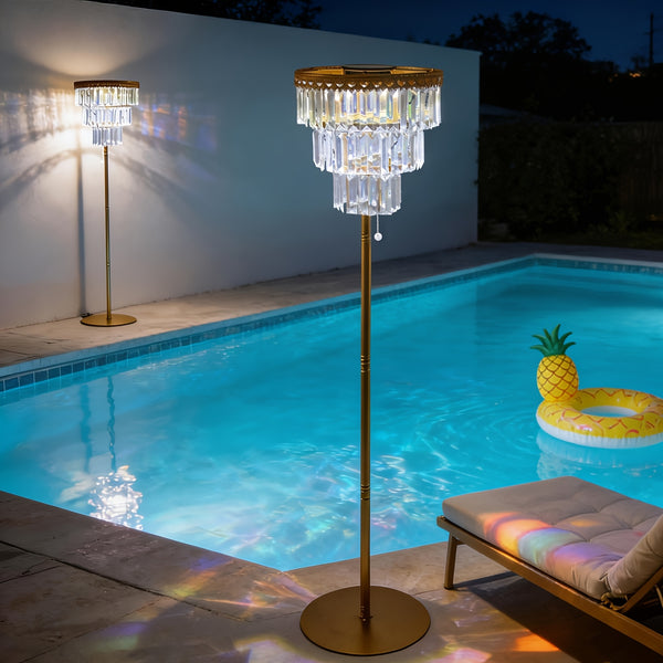 solar outdoor floor lamp 4ft crystal waterproof