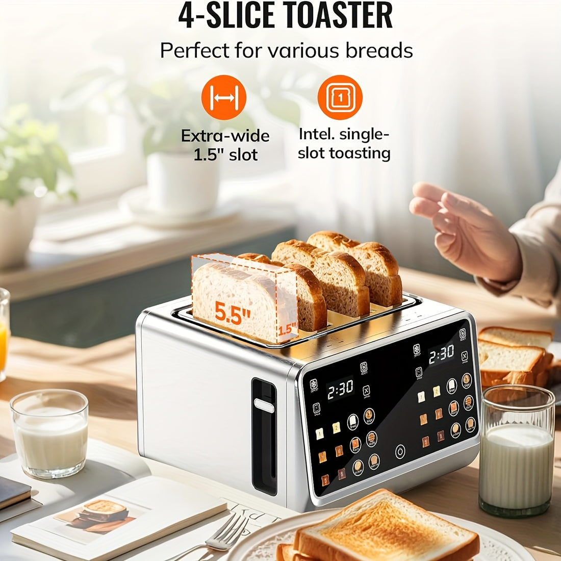 toaster 4 stainless steel digital smart toaster