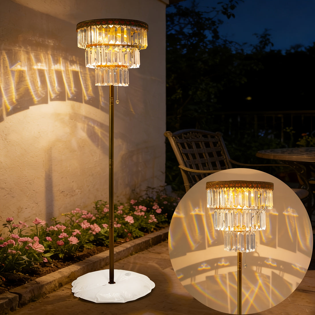 solar outdoor floor lamp 4ft crystal waterproof