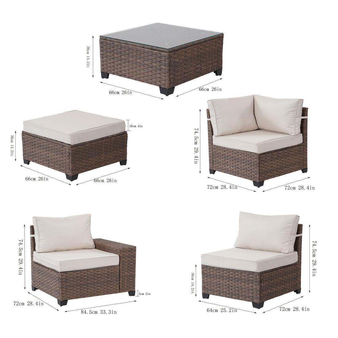 7pcs 5pcs outdoor patio furniture sectional sofa