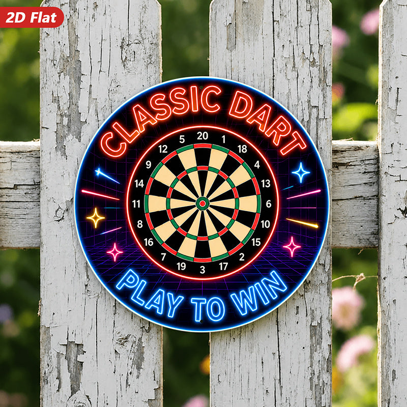2d flat 1pc retro game wall sign round dartboard