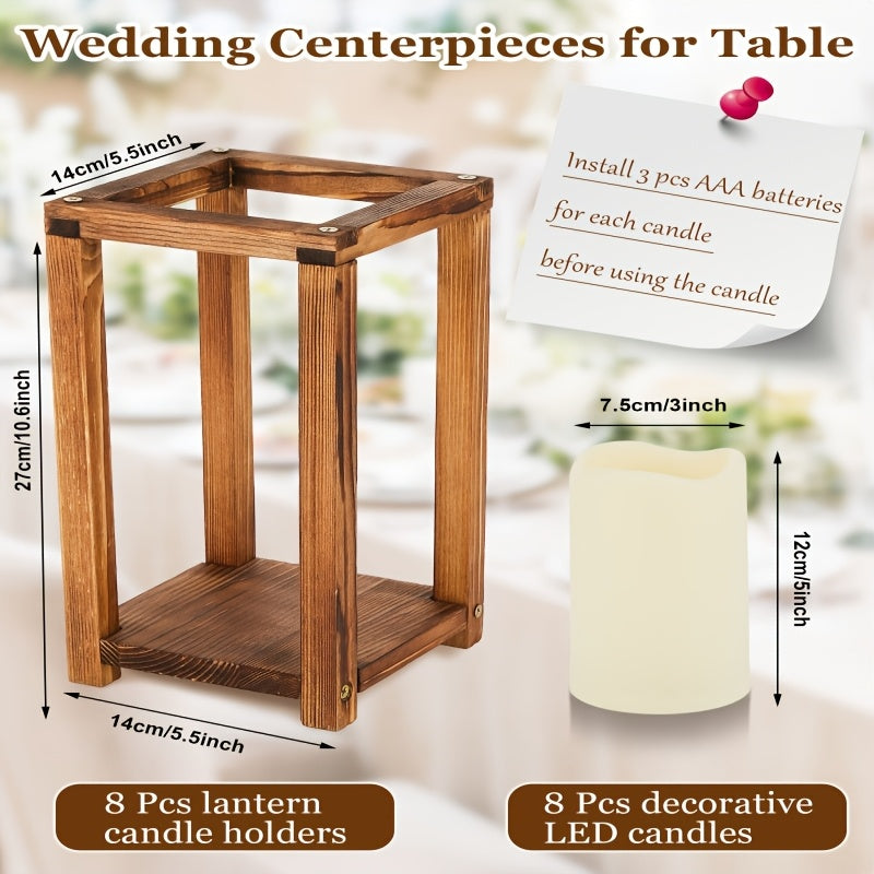 16pcs wooden candle lantern set 8 rustic wedding