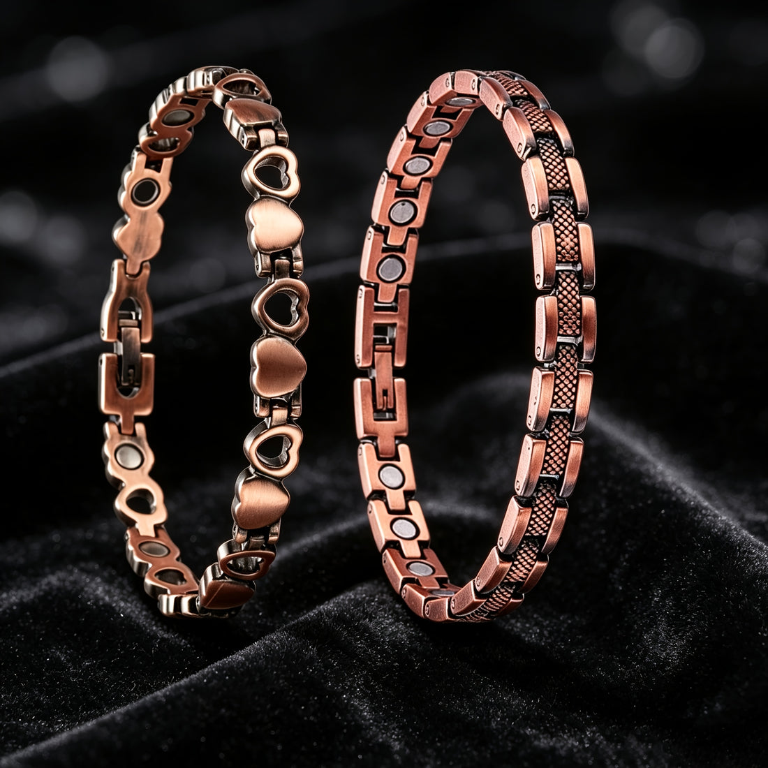 2pcs set womens copper magnetic anklets a free size