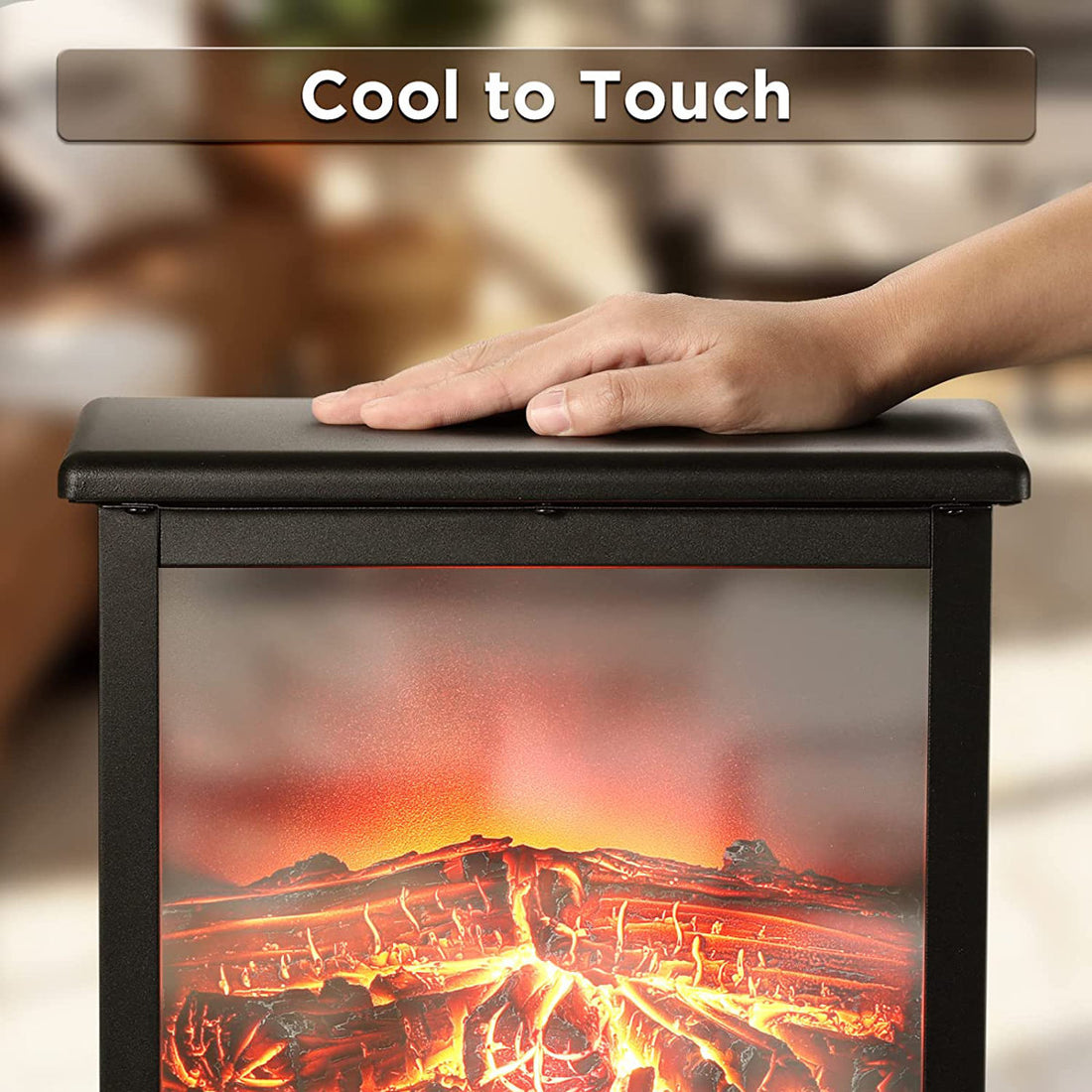 Accrington TURBRO Infrared Electric Fireplace Stove, 19 Freestanding Stove Heater with 3-Sided View, Realistic Flame
