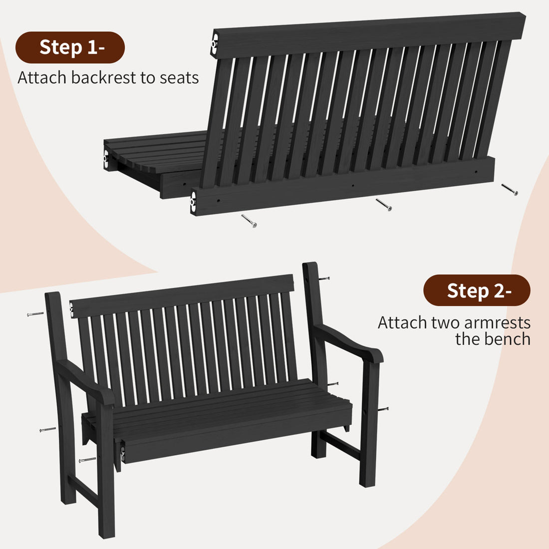 All-Weather HIPS Outdoor Bench ¨C Poly Lumber Garden Seating Patio Furniture