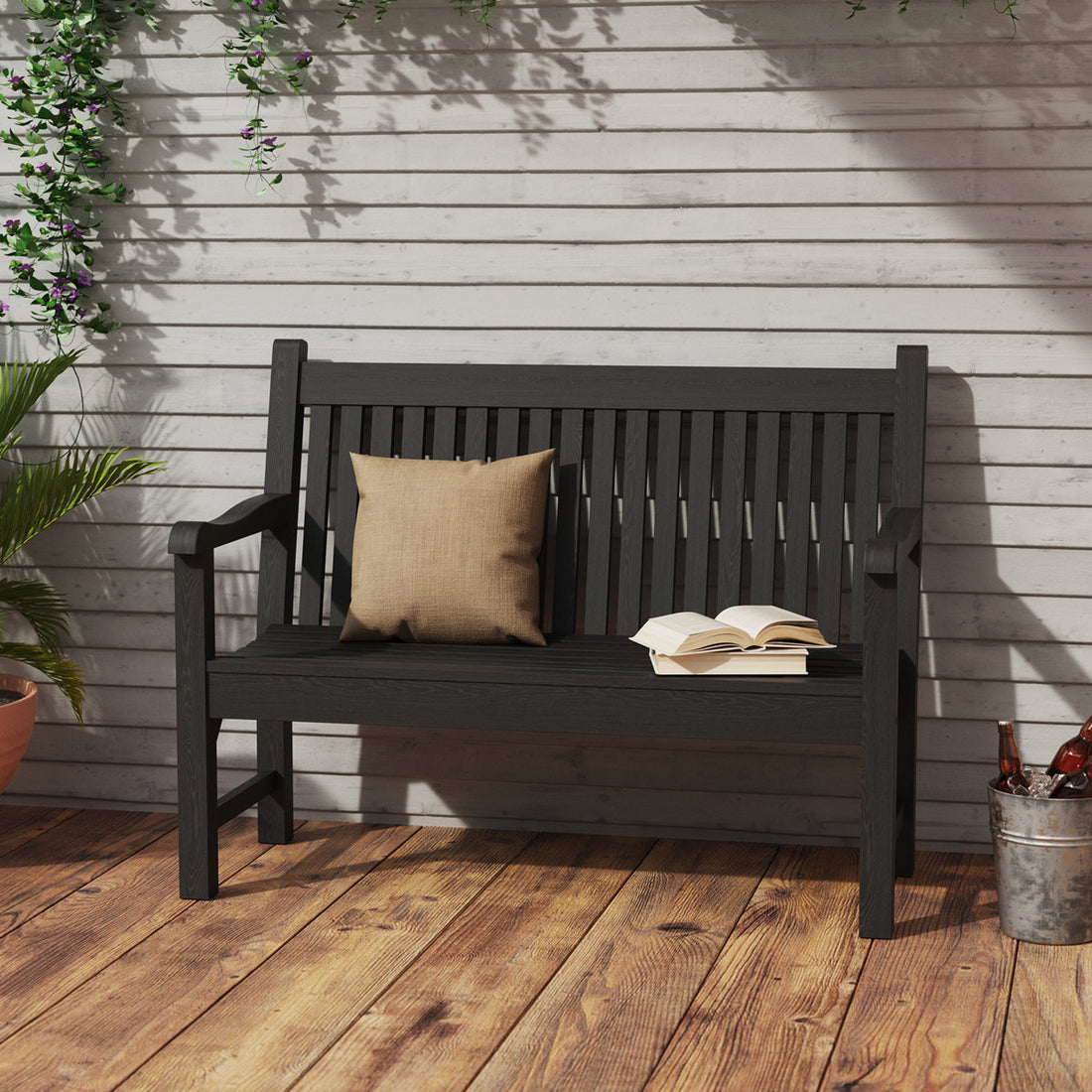 All-Weather HIPS Outdoor Bench ¨C Poly Lumber Garden Seating Patio Furniture