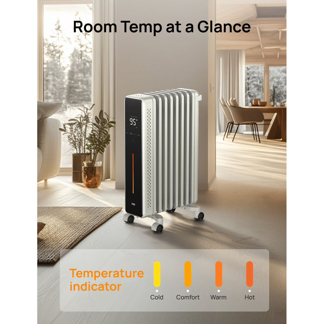 DREO 1500-Watt 25.71 in. Electric Oil Filled Radiator Heater with Remote Control