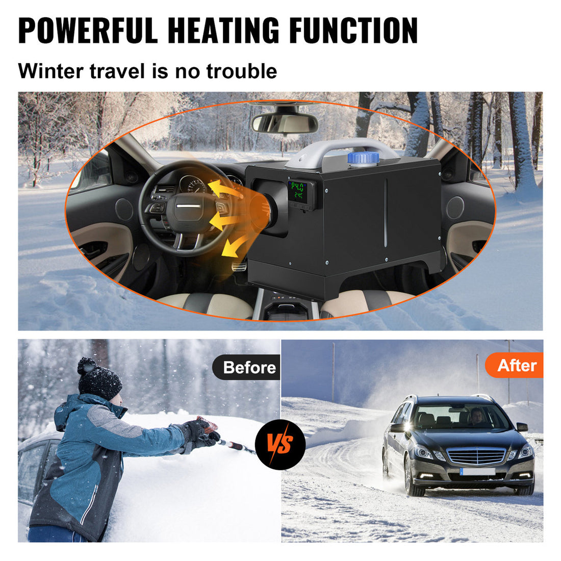 Diesel Air Heater 8KW, All in One 12V Truck Heater, Parking Heater with Black