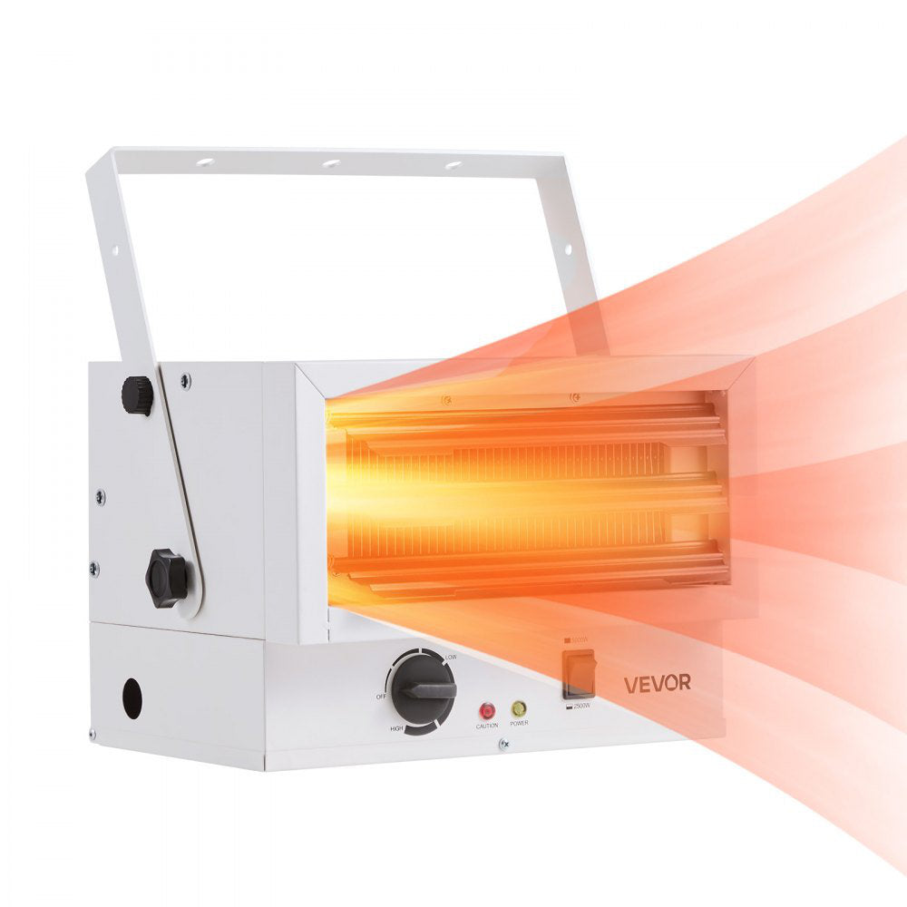 Electric Garage Heater, 5000-Watt (2500/5000W) Ceiling Mounted Shop Heater, 2 Settings & Overheat Protection & Low Noise Cross-flow, Commercial for Indoor Workshop Warehouse,240V White