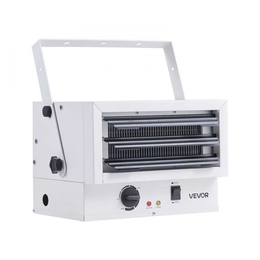 Electric Garage Heater, 5000-Watt (2500/5000W) Ceiling Mounted Shop Heater, 2 Settings & Overheat Protection & Low Noise Cross-flow, Commercial for Indoor Workshop Warehouse,240V White