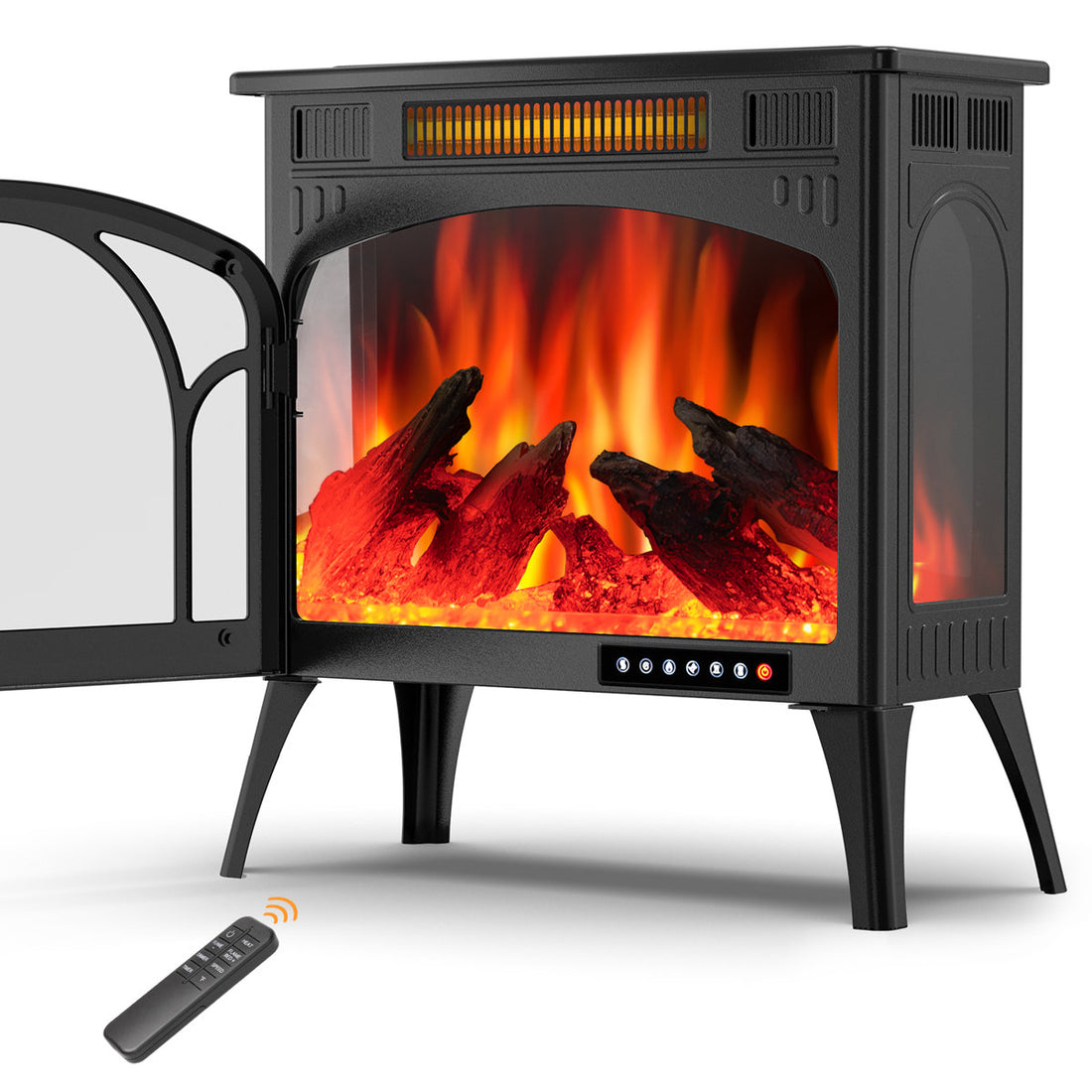 Freestanding Fireplace With Electronic Temperature Control