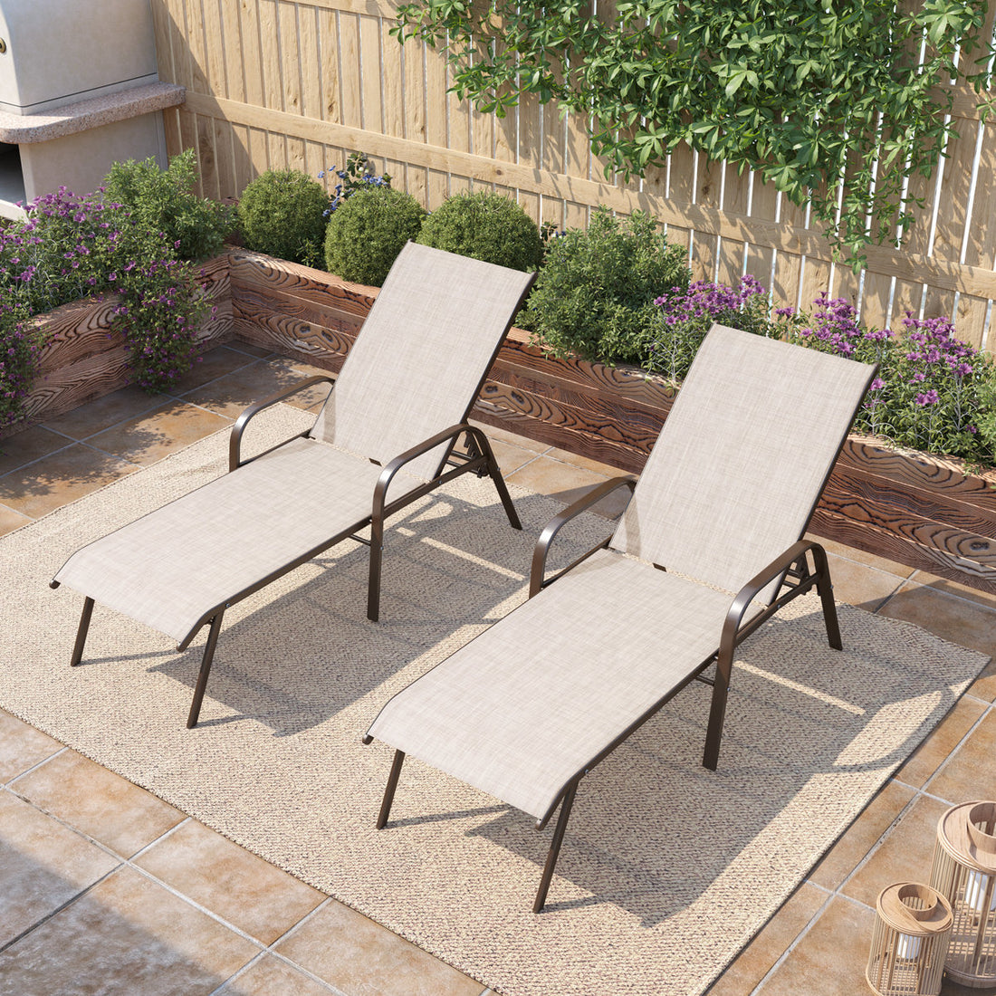 Gland Outdoor Metal Chaise Lounge (Set of 2)