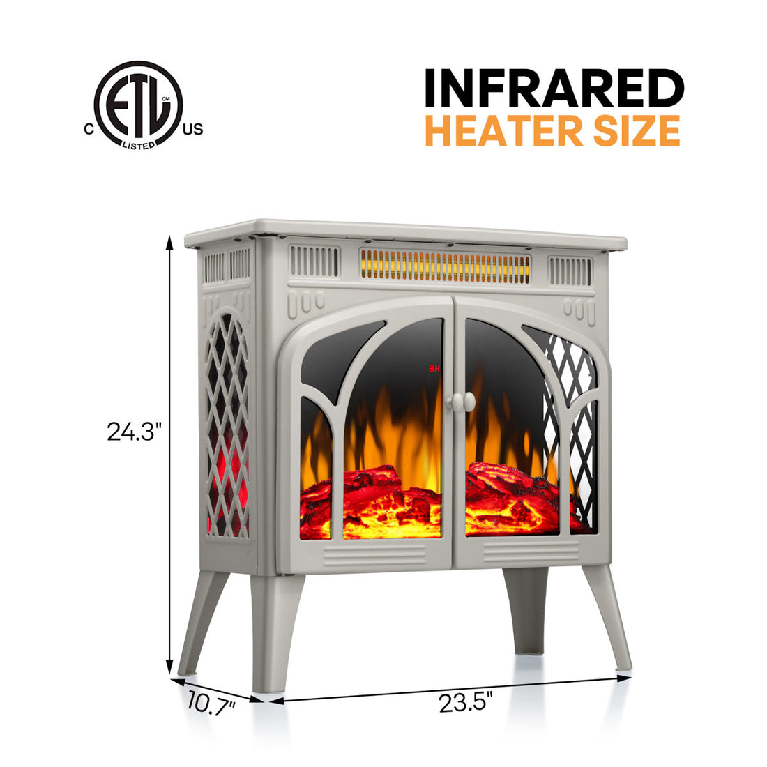 HAVATO 24 Electric Fireplace Stove - 3D Flame (12 Colors), Remote, 3-in-1 Heater + Timer, Safe for Bedroom