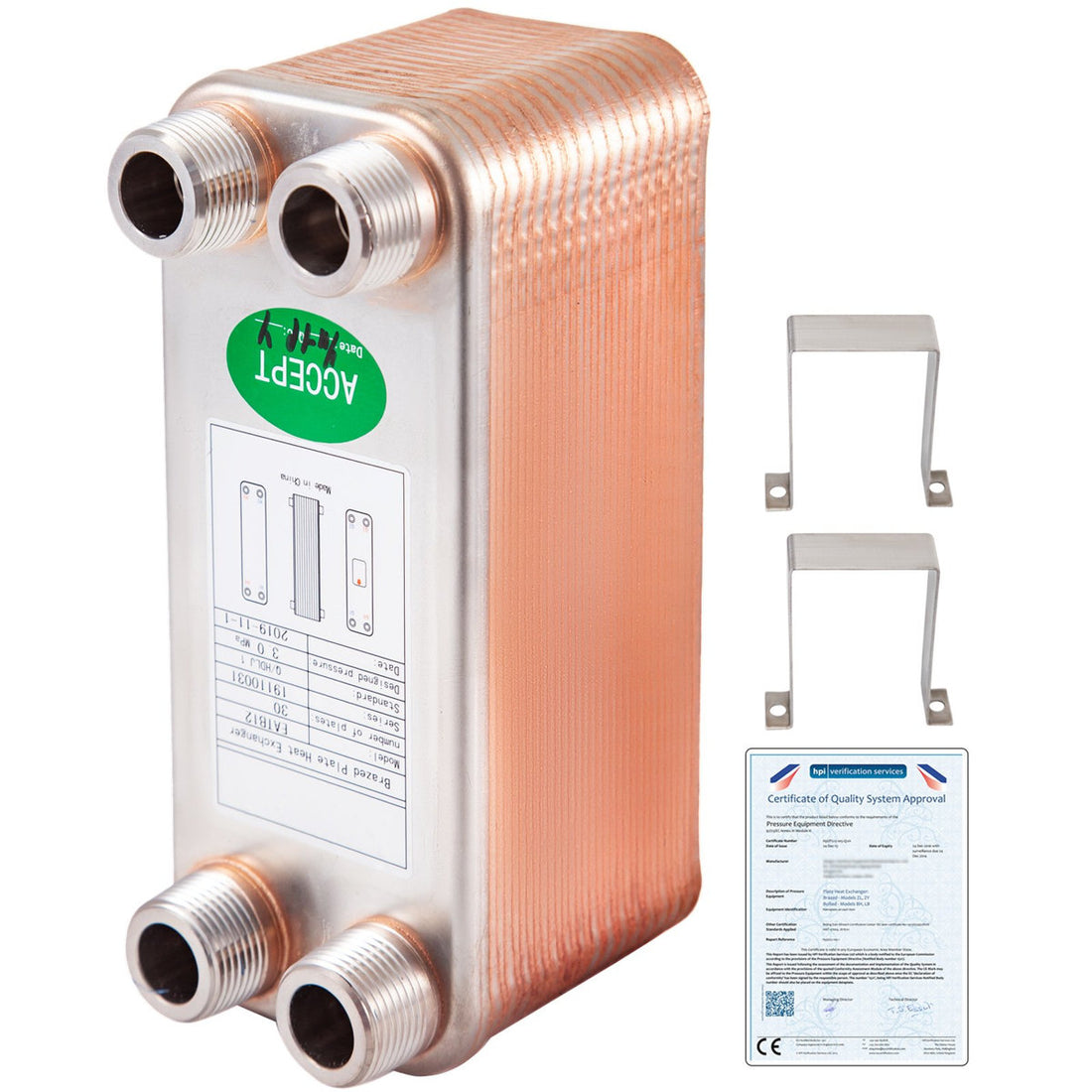 Heat Exchanger 3/X7.5/ 30 Plates Brazed Plate Heat Exchanger 316L 3/4/ MPT Heat Exchanger B12-30 Beer Wort Chiller For Hydronic Heating