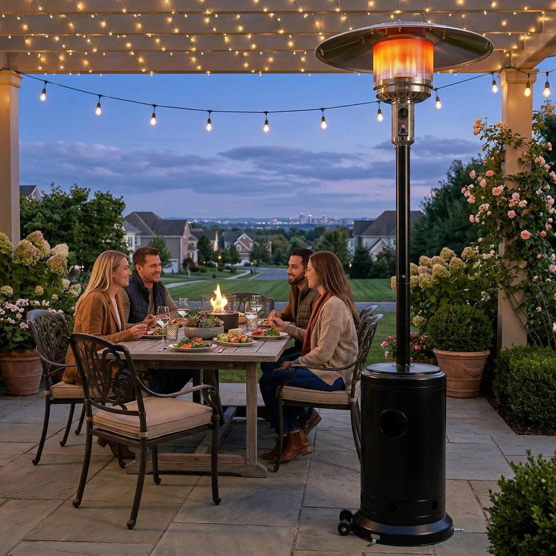 Heavy-Duty 50,000 BTU High-Efficiency Outdoor Patio Propane Gas Heater, Rust-Resistant Stainless Steel Burner & Anti-Tip Safety Protection