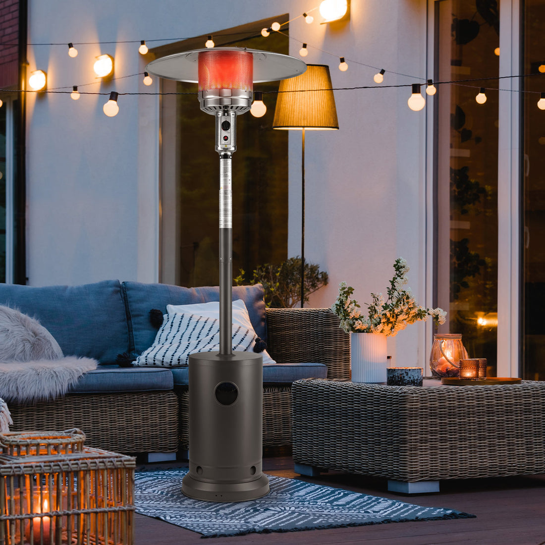 High-Power 48000BTU Outdoor Standing Patio Heater With Safety Features & Piezoelectric Ignition