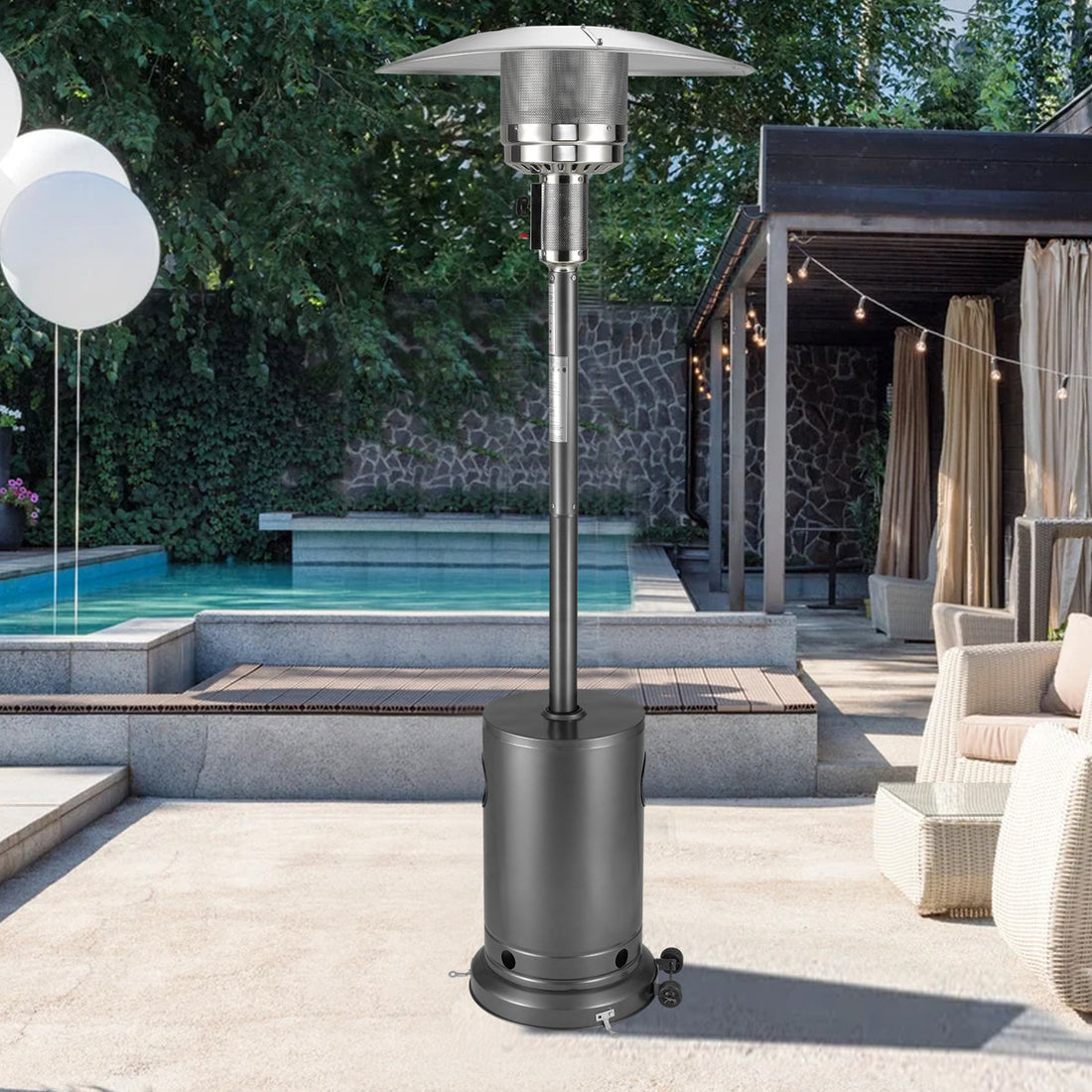 High-Power 48000BTU Outdoor Standing Patio Heater With Safety Features & Piezoelectric Ignition
