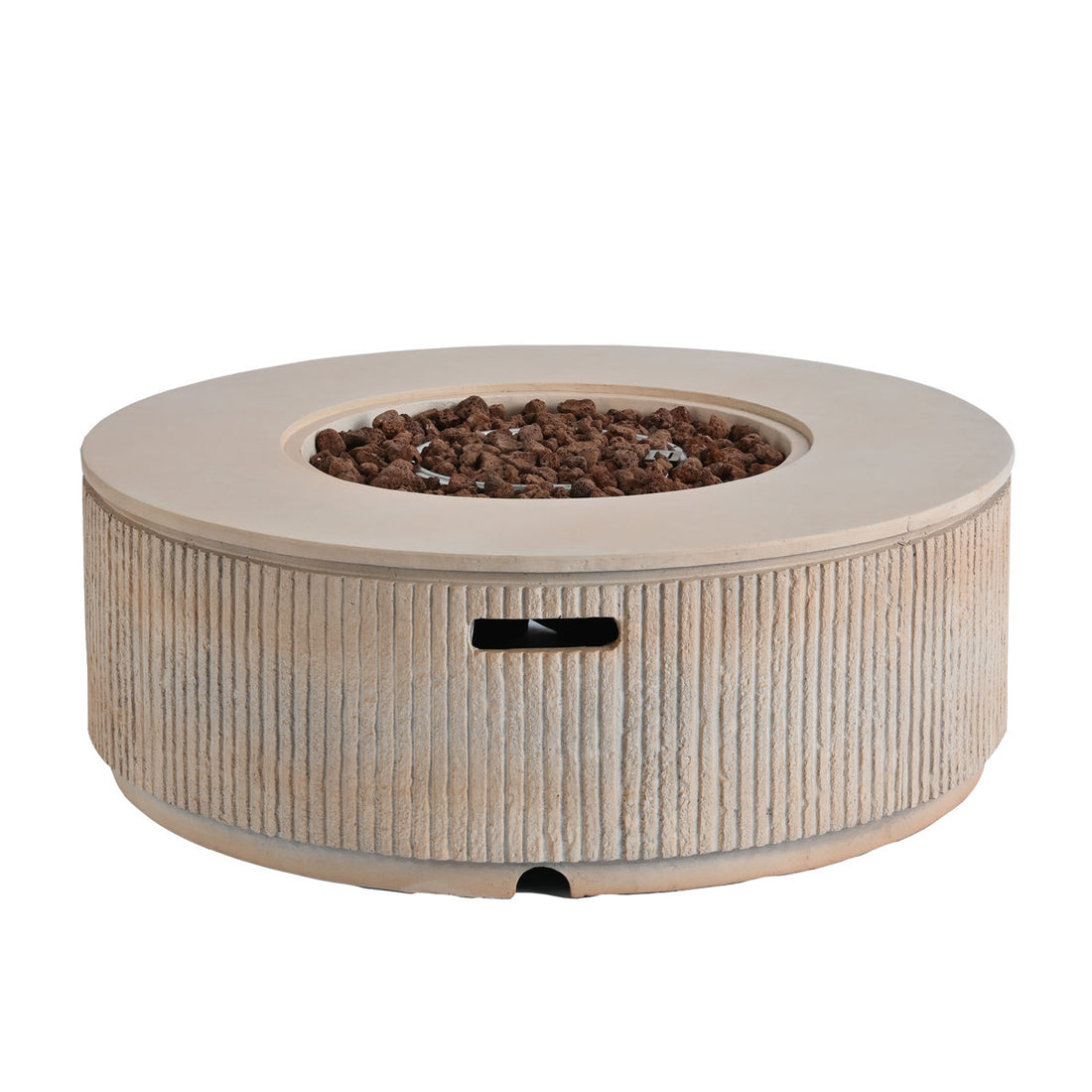 Jovan 38 Modern Vertical Stripe Fire Pit With MGO Construction & Adjustable 50,000 BTU Burner