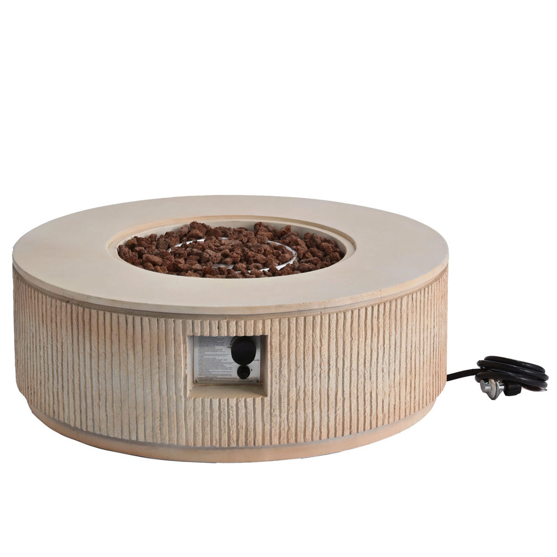 Jovan 38 Modern Vertical Stripe Fire Pit With MGO Construction & Adjustable 50,000 BTU Burner