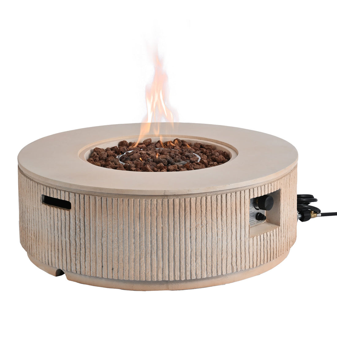 Jovan 38 Modern Vertical Stripe Fire Pit With MGO Construction & Adjustable 50,000 BTU Burner