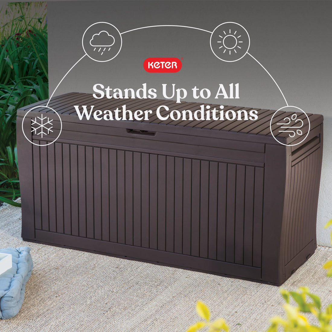 Keter Comfy 71 Gallon Durable Resin Outdoor Storage and Organization Deck Box Ideal For Garden Patio Furniture and Supplies (Choose Color)