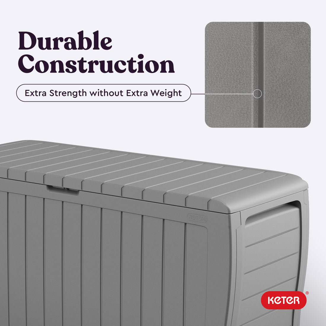 Keter Marvel 71 Gallon Durable Resin Outdoor Storage and Organization Deck Box Ideal For Garden Patio Furniture and Supplies, Light Grey