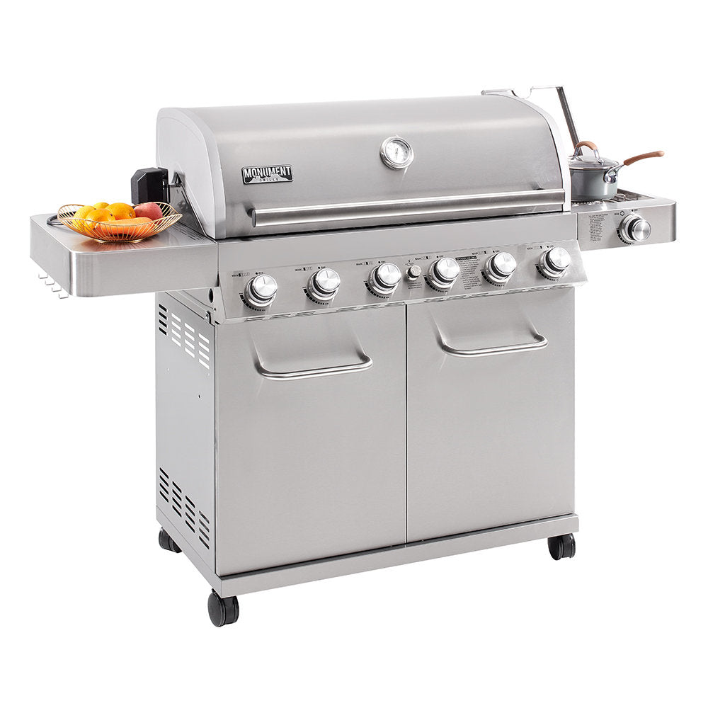 Monument Grills 77352, Full Stainless Steel 6+1 Burner Propane Gas Grill with Rotisserie Kit, 84,000 BTU ¨C Perfect for Family BBQs & Holiday Gift