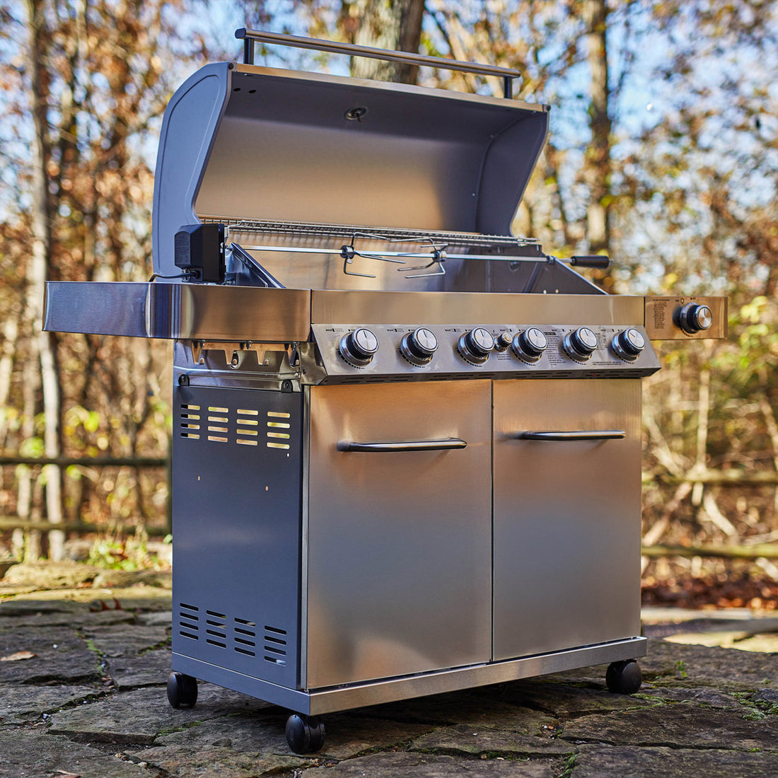 Monument Grills 77352, Full Stainless Steel 6+1 Burner Propane Gas Grill with Rotisserie Kit, 84,000 BTU ¨C Perfect for Family BBQs & Holiday Gift