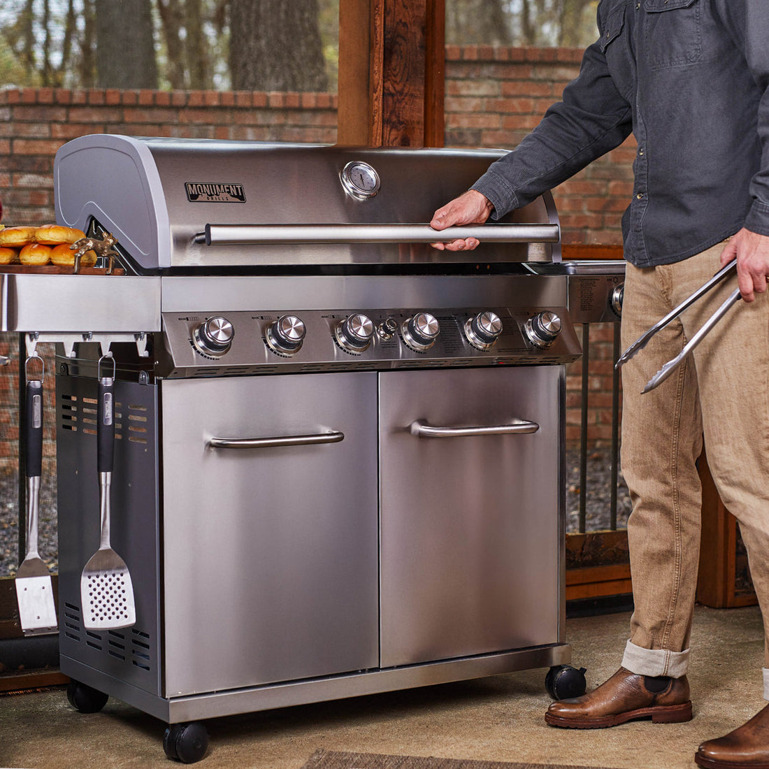 Monument Grills 77352, Full Stainless Steel 6+1 Burner Propane Gas Grill with Rotisserie Kit, 84,000 BTU ¨C Perfect for Family BBQs & Holiday Gift