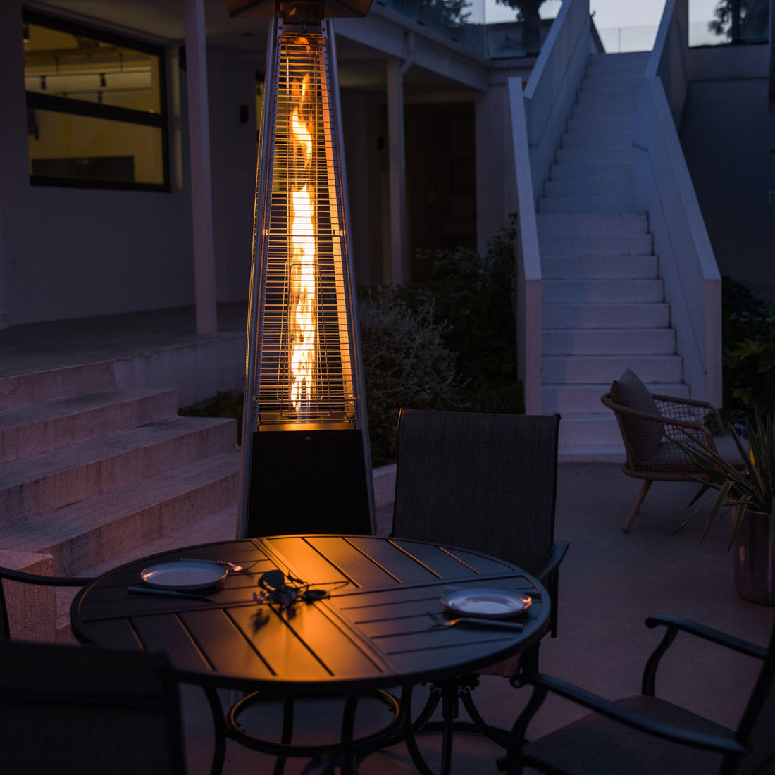 Outermust 88.8¡± 48,000 BTU Propane Pyramid Patio Heater With Wheels, Ideal For Patio Backyard 6-8 People
