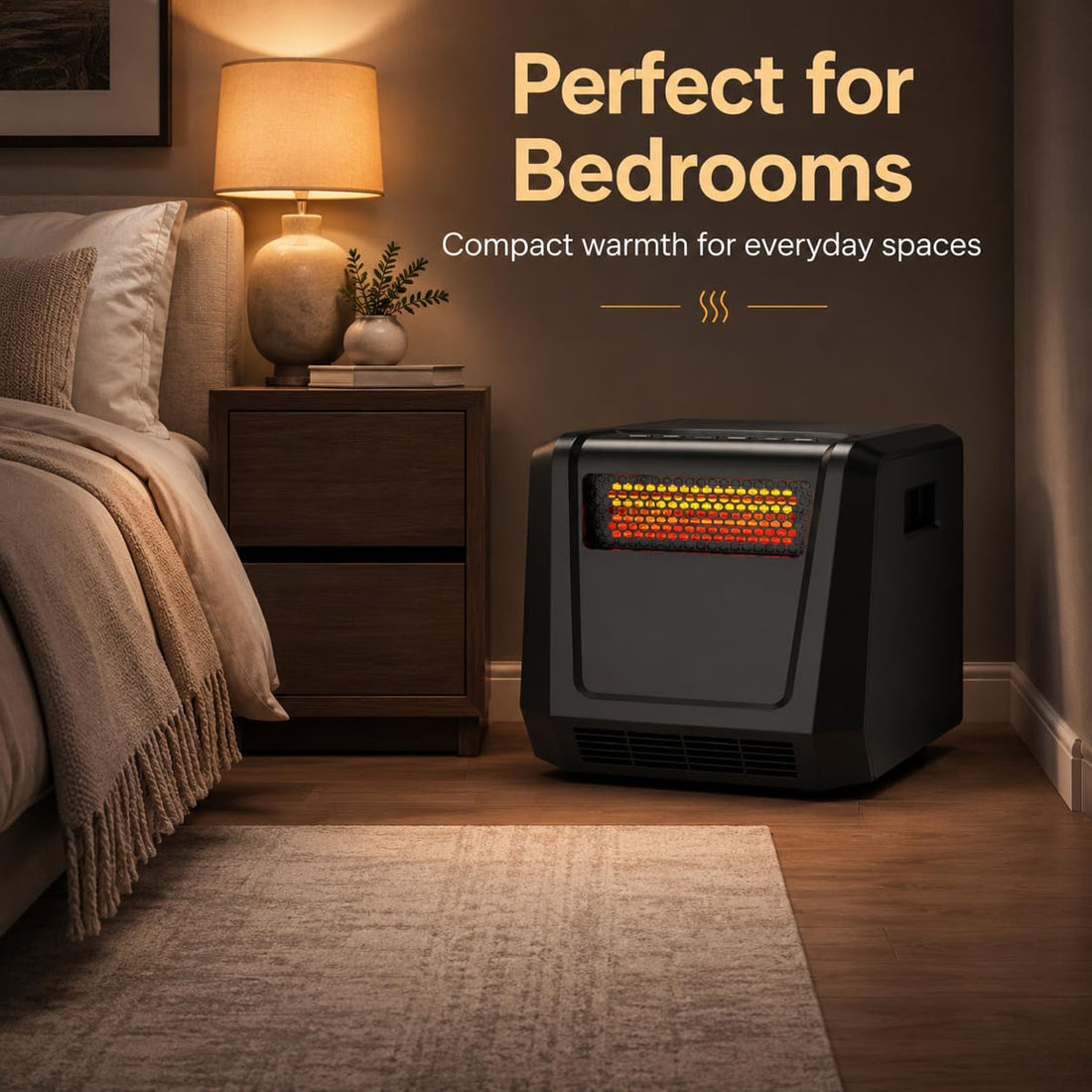 Portable Space Heater with Fast Heating, Simple Top Controls, Overheat Protection ¨C Lightweight Compact Fan for Bedroom, Office, Home Indoor Use