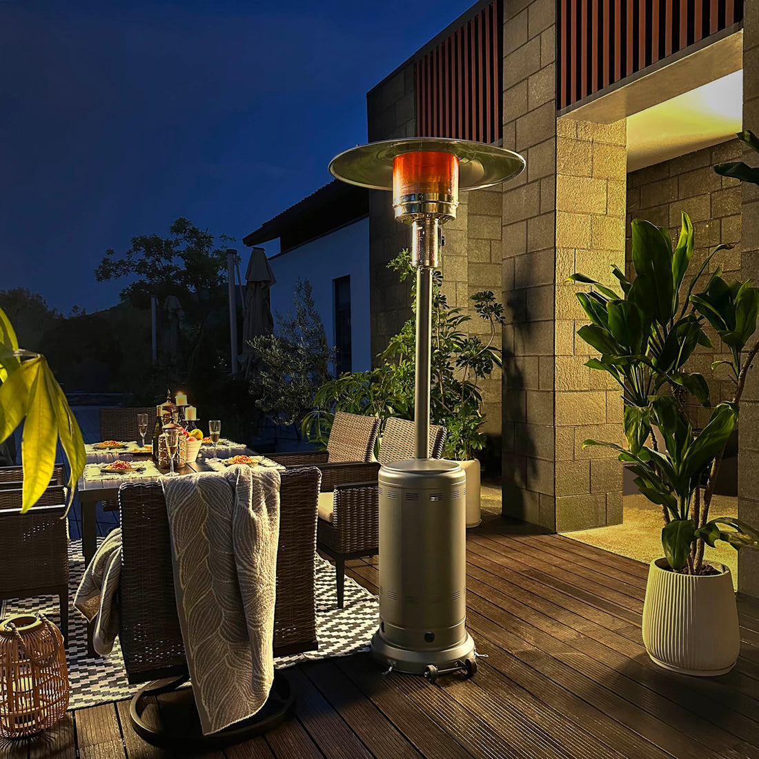 Powder-Coated Propane Gas Outdoor Heater With Wheels, Etl Certified
