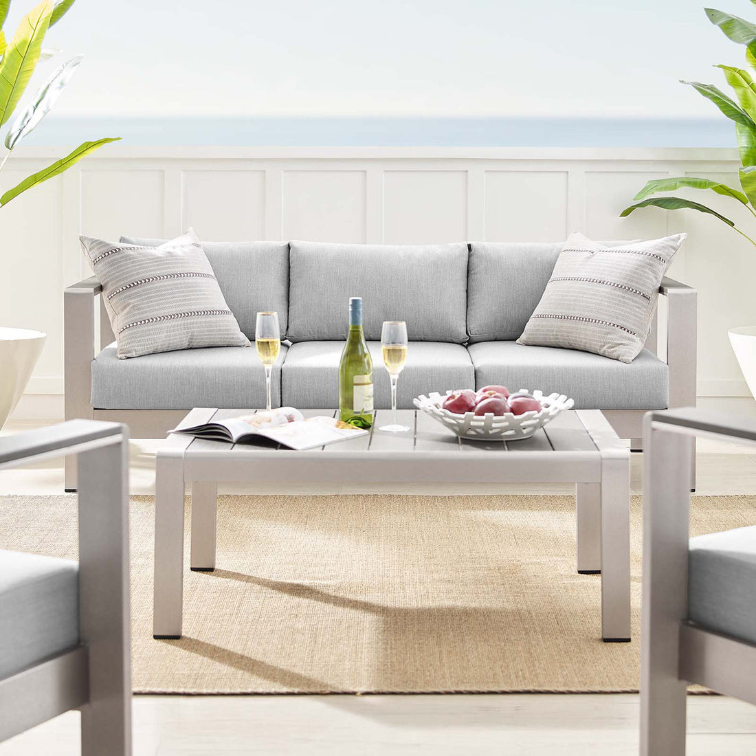 Shore Sunbrella Outdoor Patio Aluminum 4 Piece Set