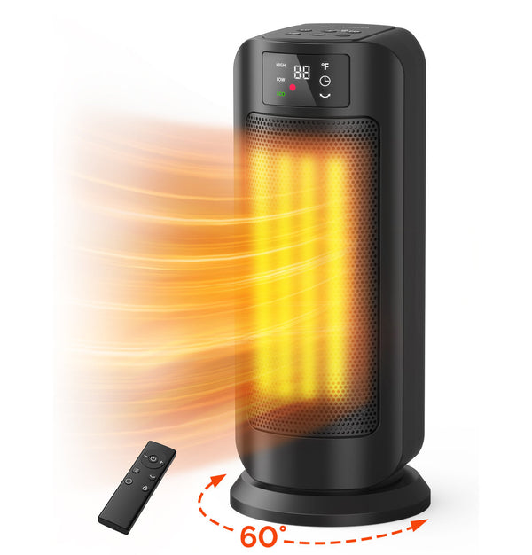 Space Heaters for Indoor Use, 1500W Fast Heating, Portable Ceramic Heater with Thermostat, 4 Modes, Timer, Oscillating Electric Room Heater with Remote, Safe for Office Bedroom Large Room Use