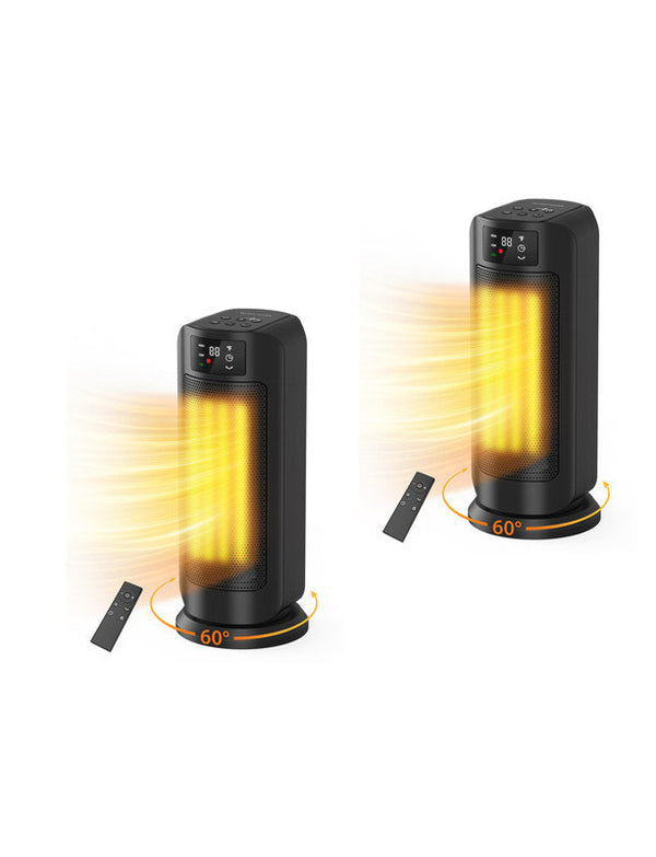 Space Heaters for Indoor Use, Portable Electric Heater with Remote, ECO Mode, 59-95¡ãF Digital Thermostat, 60¡ãOscillating, 24H Timer, Ceramic Space Heater for Bedroom Large Room Office