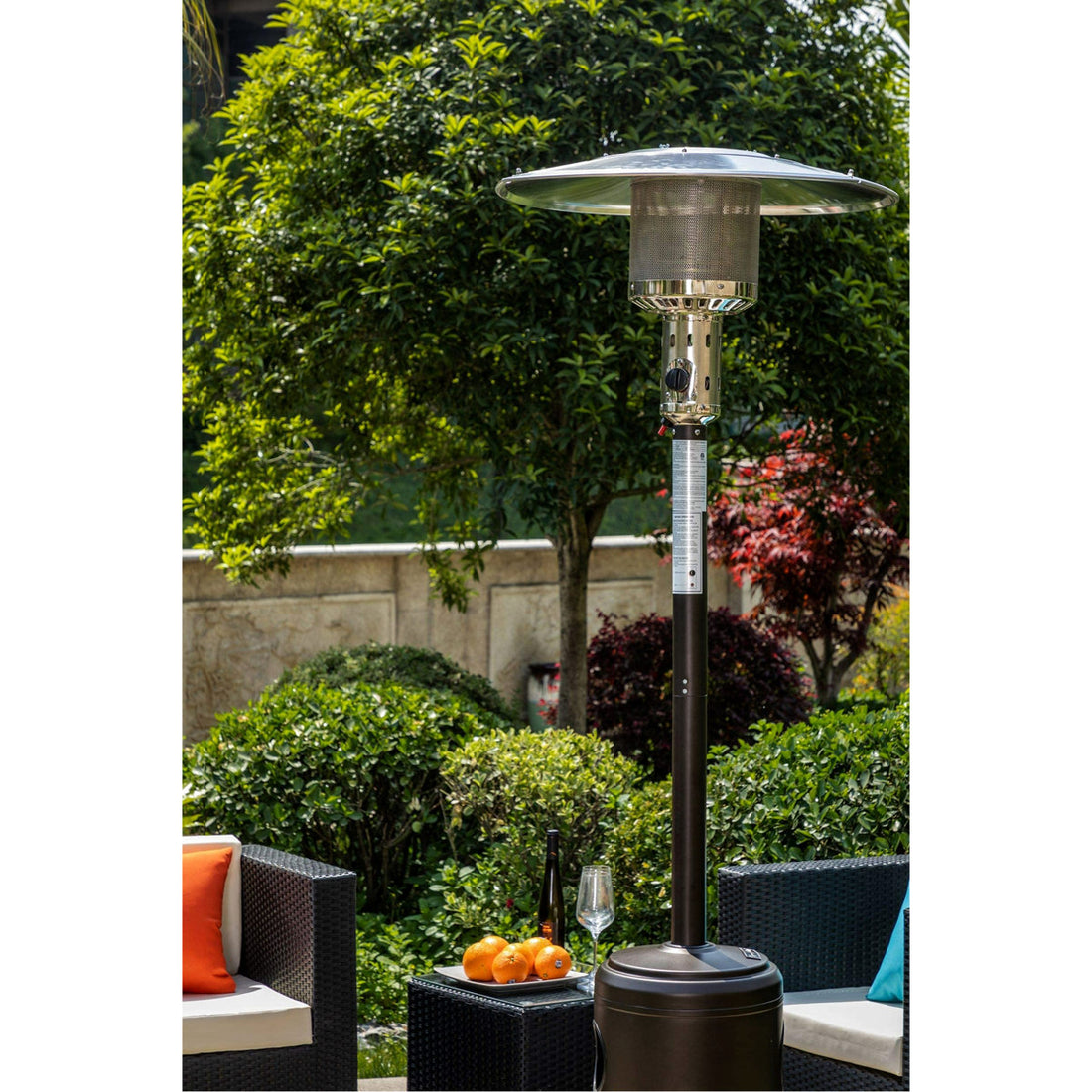 Stainless Steel Burner Outdoor Patio Propane Heater 47000, Standing Gas Outside With Portable Wheels For Garden Yard Commercial - Ss And Residential