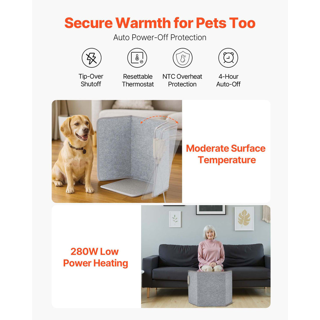 Under Desk Space Heater Foldable Foot Warmer Portable for Home Office