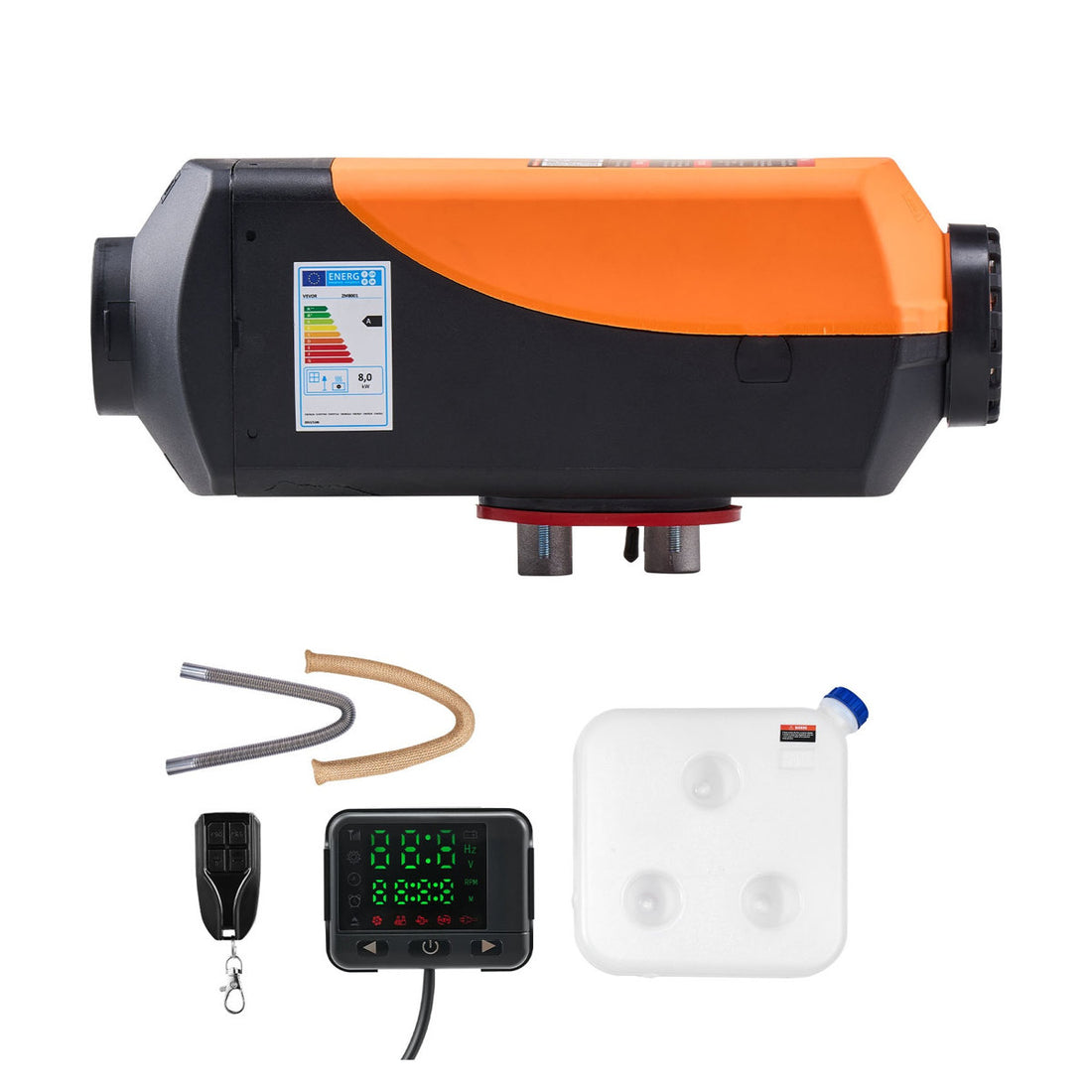 VEVOR 8kW Diesel Air Heater with Remote Control & LCD Display - 12-24V DC Parking Heater for RV, Truck, Boat
