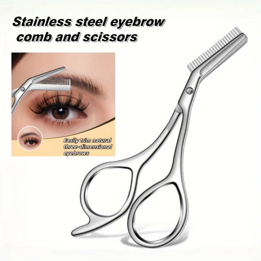 stainless steel eyebrow scissors built in brow