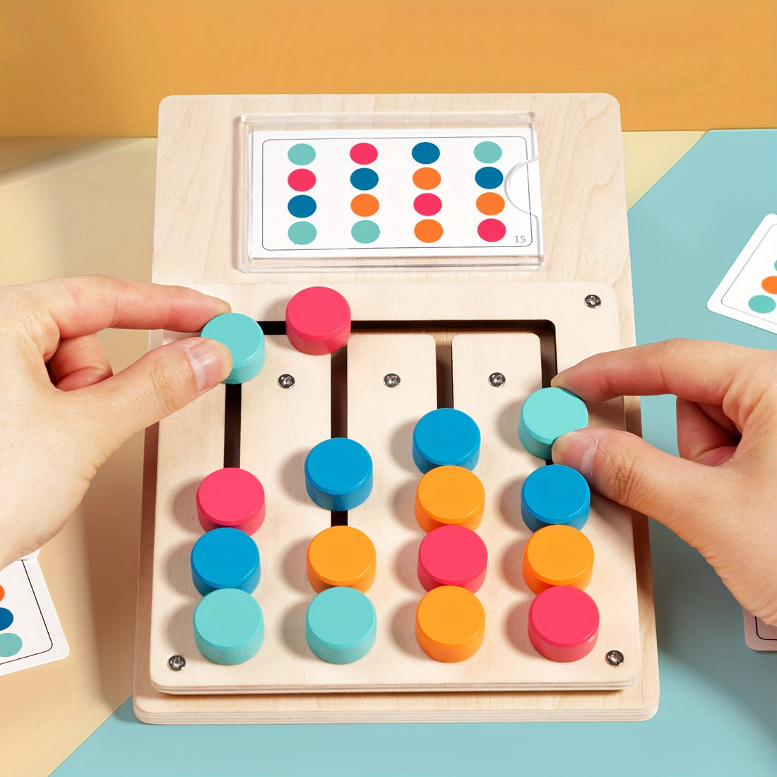 wooden color puzzle enhance focus hand eye